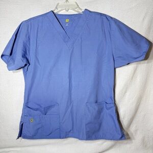 Wonder Wink V Neck‎ Scrubs Tops Baby Blue Womens Size Medium
